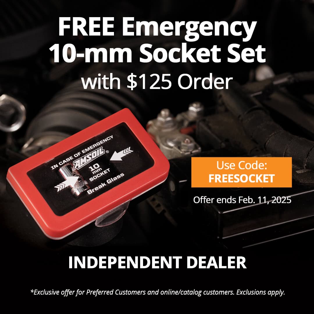 Free 10-mm emergency socket set with order of $125 or more