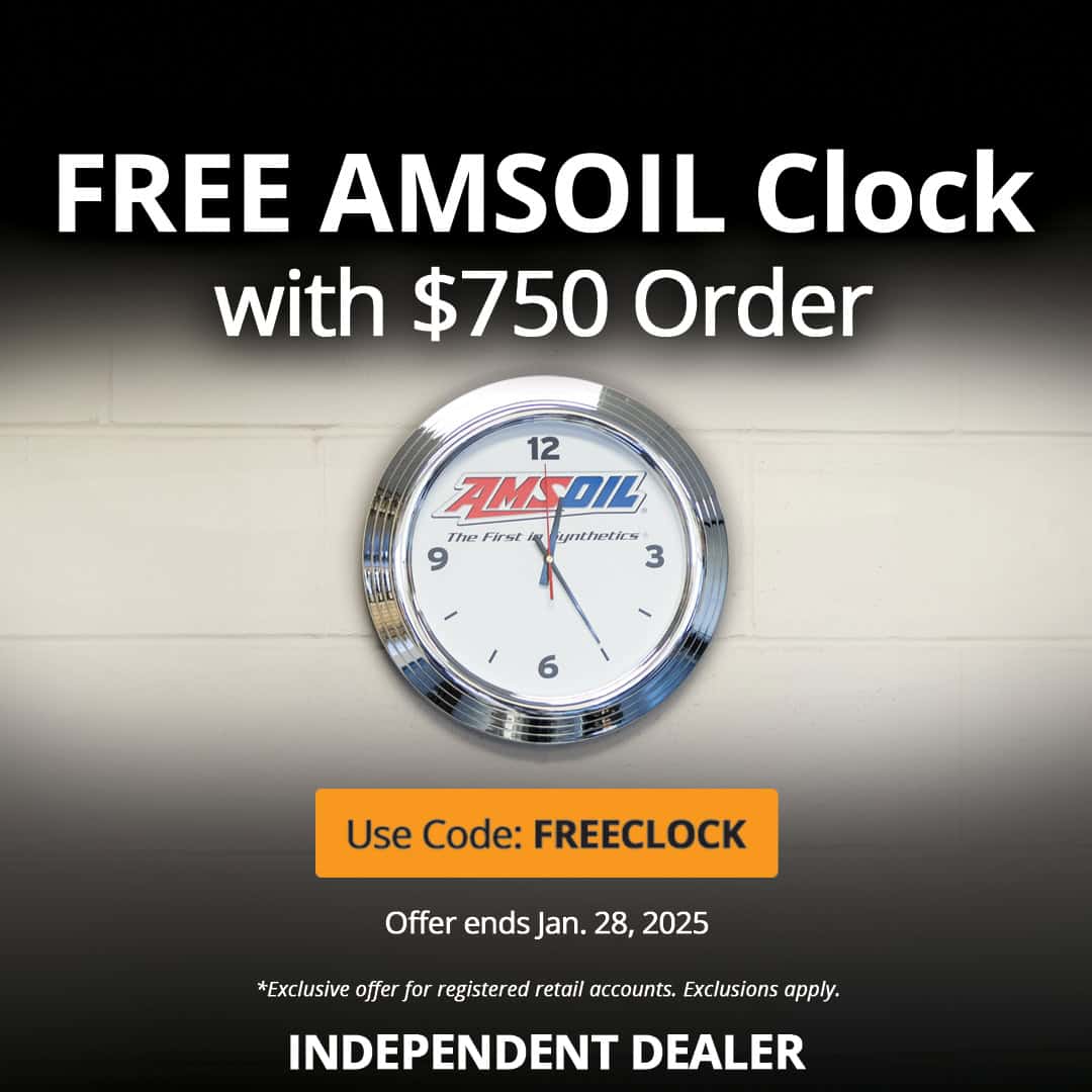 Free AMSOIL clock with order of $750 or more